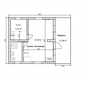 Готовый модульный дом с террасой DIP 48 м2