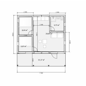 Готовый модульный дом с террасой DIP 60 м2