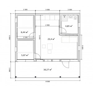 Готовый модульный дом с террасой DIP 64 м2