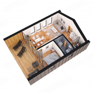 Готовый модульный дом с террасой DIP 72 м2